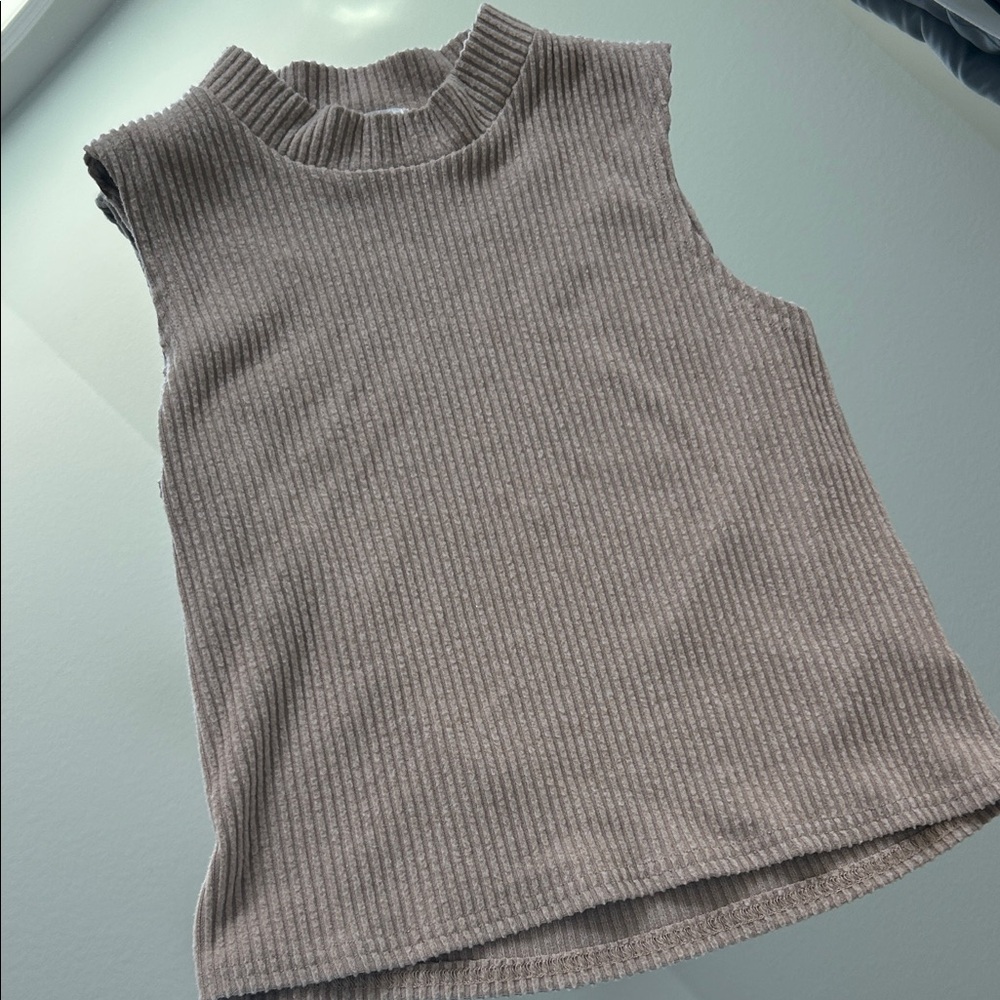 Sleeveless Ribbed Knit Top - Cream